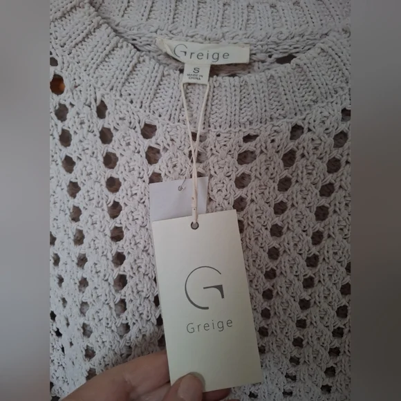 NWT Greige Oversized Women's Beige Open Knit Sweater S - Picture 4 of 7